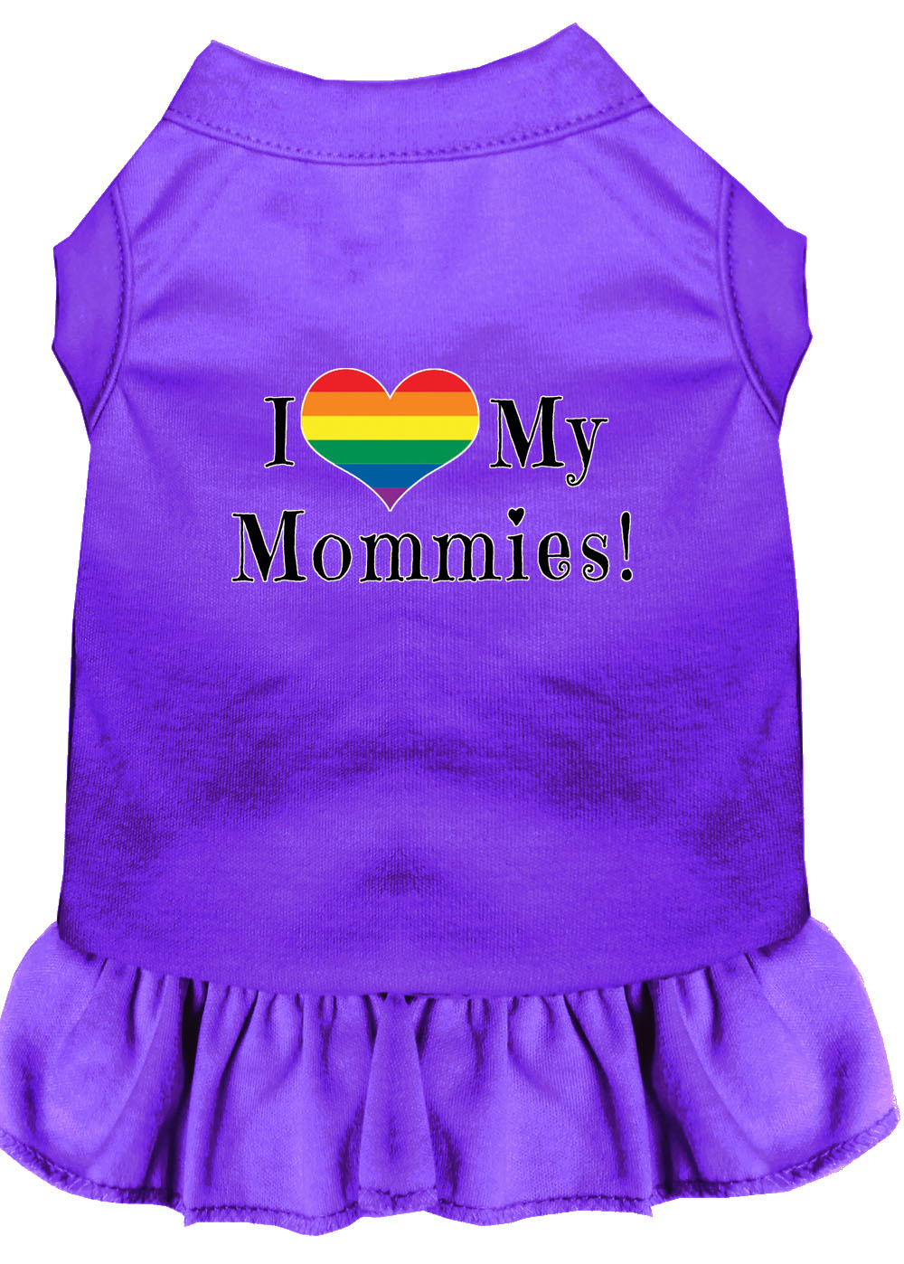 I Heart my Mommies Screen Print Dog Dress Purple Lg
